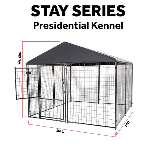 Lucky Dog STAY Series 10 x 10 x 6 Foot Roofed Steel Frame Villa Dog Kennel