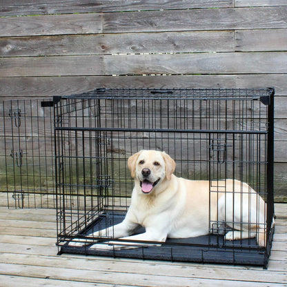 Lucky Dog Double-Door Dog Crate with Sliding Doors, 42" L X 28" W X 31" H, Large