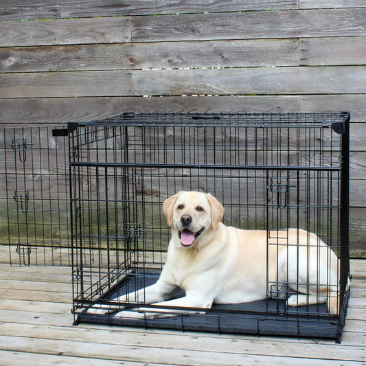 Lucky Dog 30 in. Double-Door Crate with Sliding Side Door