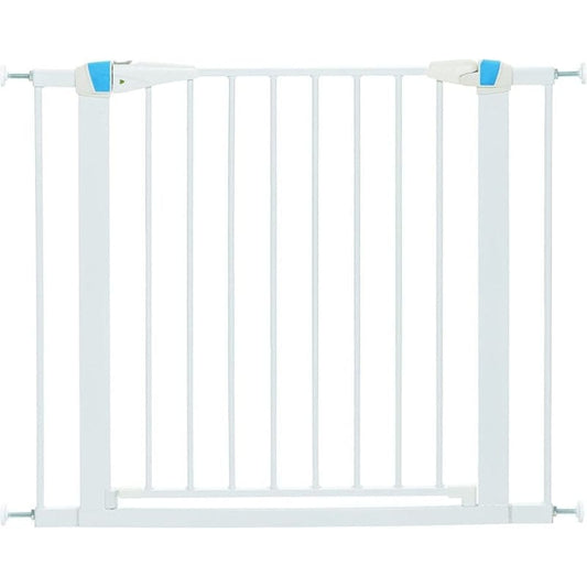 Midwest Walk Thru Steel Pet Gate with Safety Glow Framed for Dogs in White, 29"H,