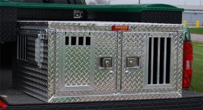 Owens Dog Box 55077 Hunter Series Double Compartment Shallow Standard Vents Diamond Tread Aluminum - 55077