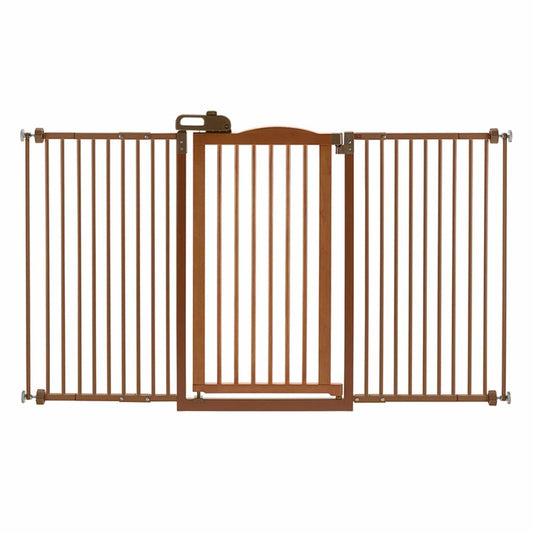 Richell One-touch Tall And Wide Pressure Mounted Pet Gate Ii Brown 32.1" - 62.8"