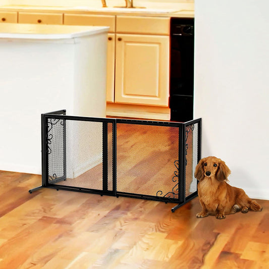 Richell Freestanding Black Metal Mesh Pet Gate, 40" L X 18" W X 20" H, Small