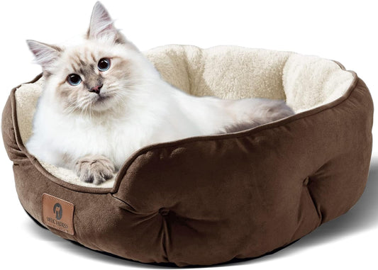 Small Dog Bed for Small Dogs, Pet Bed for Puppy, Extra Soft & Machine Washable with Anti-Slip & Water-Resistant Oxford Bottom, Brown, 20 Inches